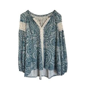Cupio Crochet Accents Paisley Long Sleeve Tunic 1X NWT